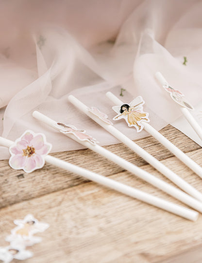 12 slamienok na rozprávky, biely a pastelovo ružový papier, 19,5 cm k narodeninám dieťaťa