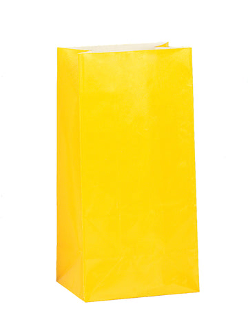 12 žltých papierových darčekových tašiek 25 x 9 cm na narodeniny