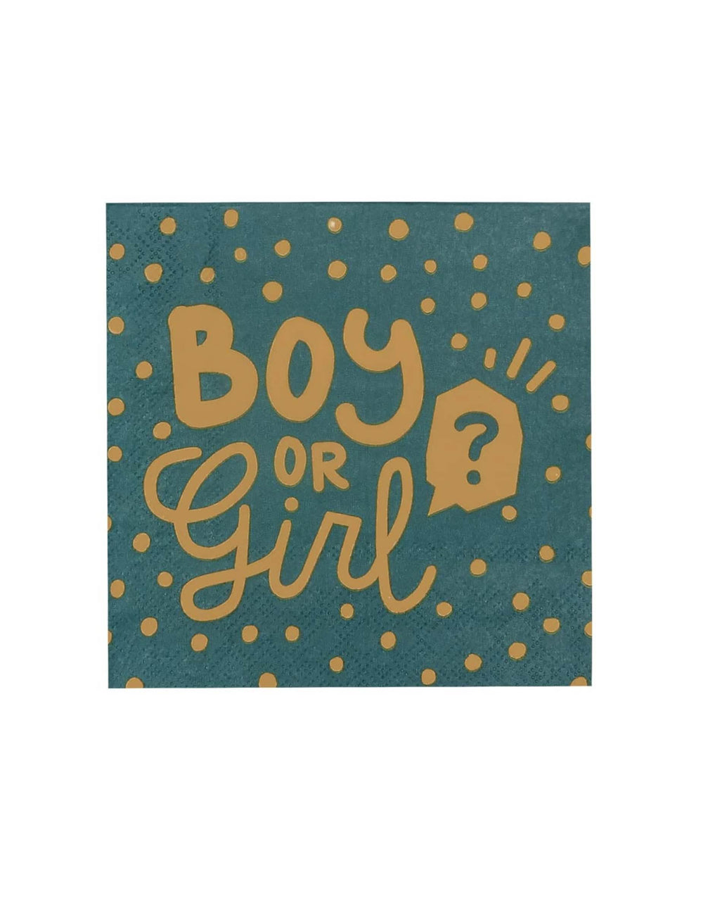 papierové obrúsky Boy or Girl na tyrkysovú a zlatá oslavu
