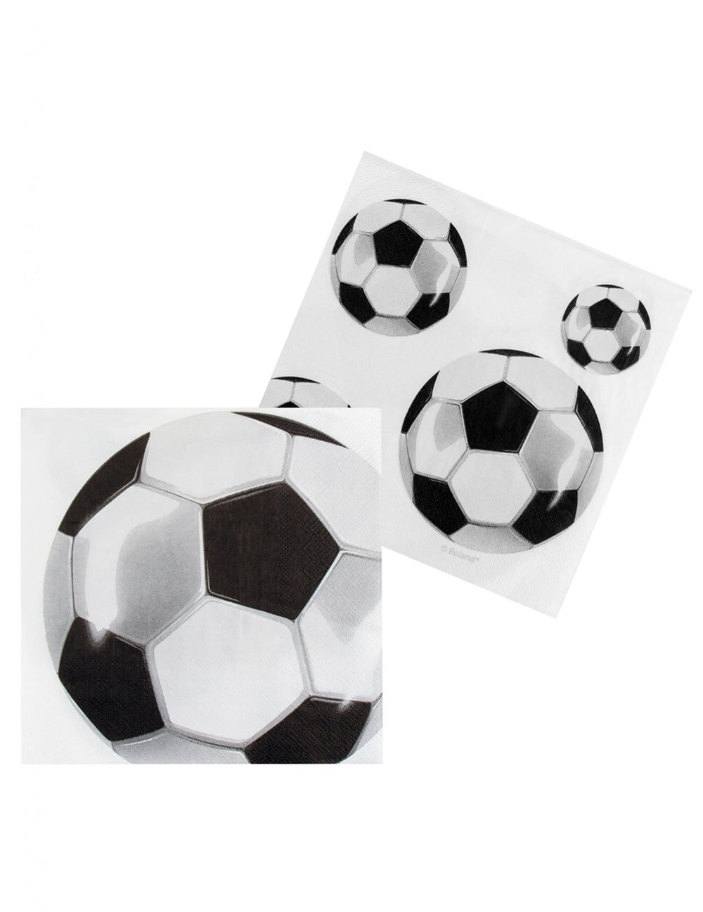 Vue à plat du motif de ballons des serviettes en papier Foot party