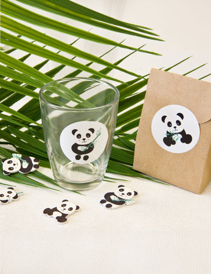 12 nálepiek s pandami 4 cm okrúhle nálepky