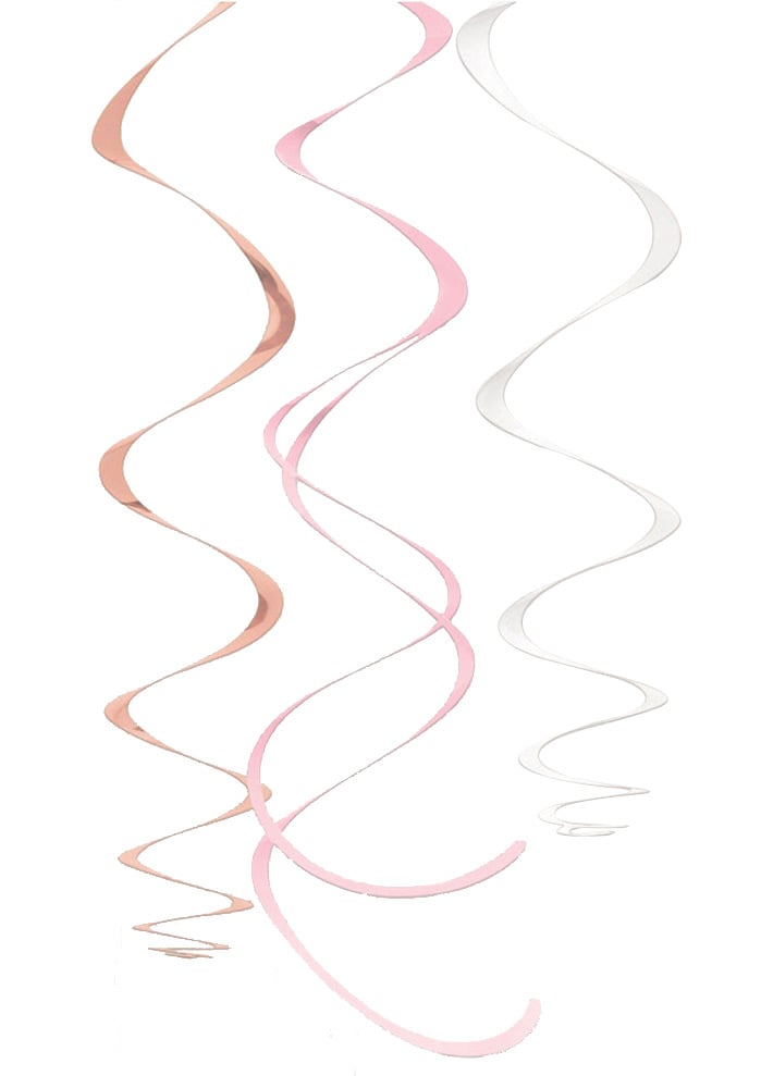Suspensions à spirale pour fête rose gold rose et blanc en plastique