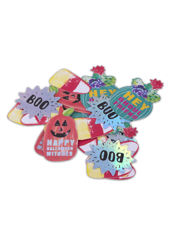 120 Halloweenskych stolových konfiet 3 cm tekvica a boo