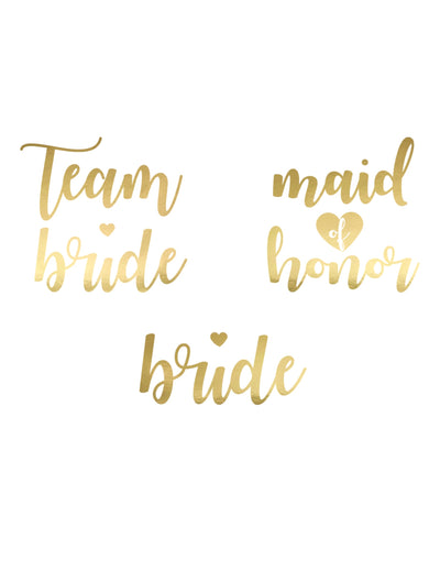 Packaging face et dos avec dimensions des tatouages éphémères Team bride