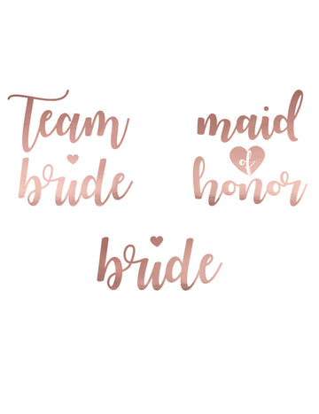 Dočasné tetovania Team bride pre ženy v ružovo-zlatej farbe