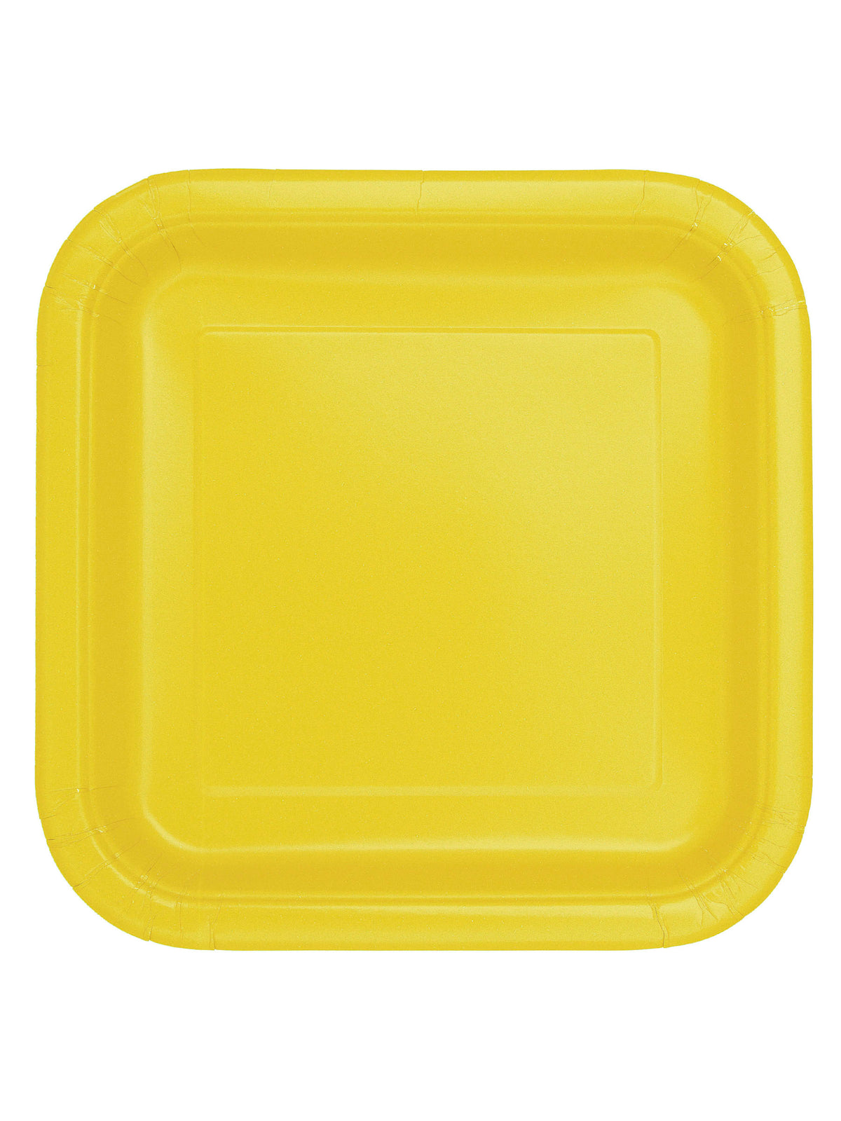 Assiettes carrées en carton pour buffet festif jaune fluo