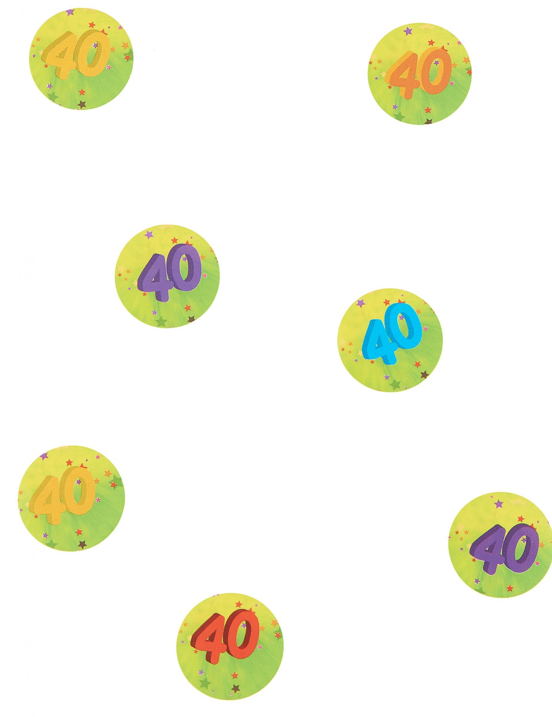 Detské konfety na stôl 40 rokov na oslavu narodenín v mnohých farbách