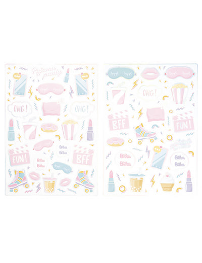 Stickers pyjama party pour enfant aux couleurs pastel