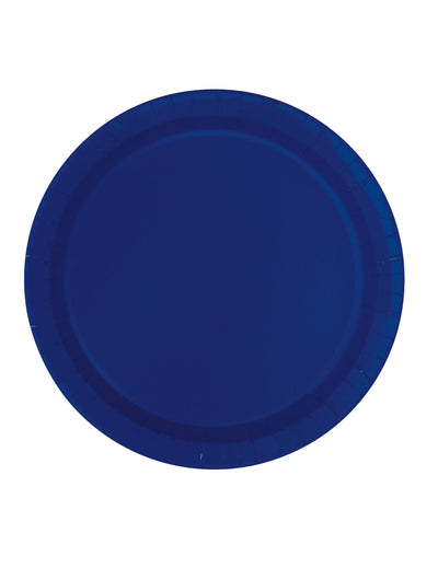 Mise en situation des assiettes en carton pour fête bleu marine