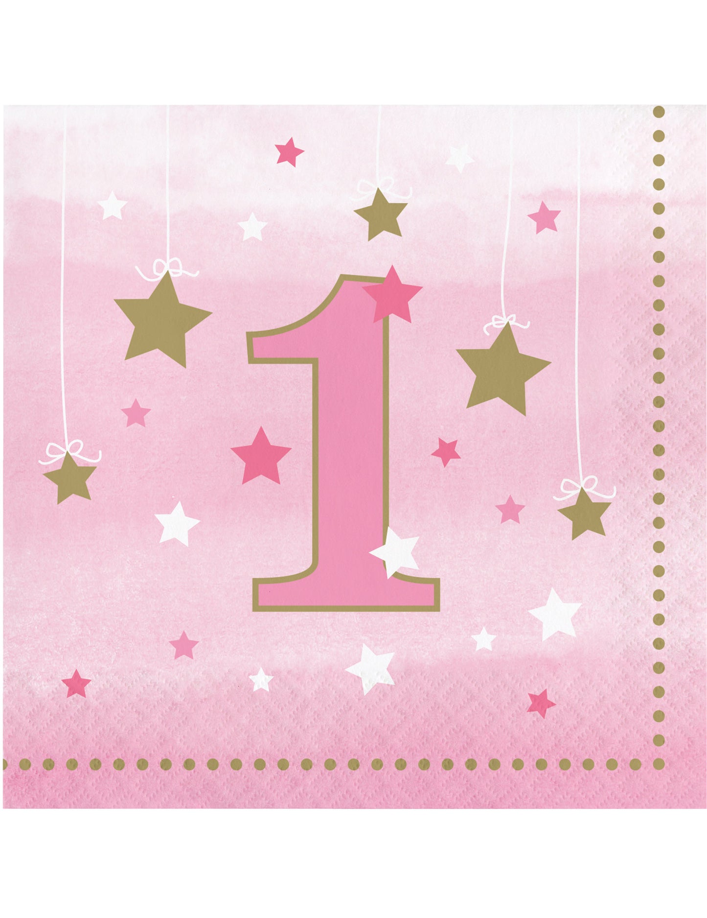 16 papierových obrúskov, 1 rok staré, ružové a zlaté hviezdičky One Little Star