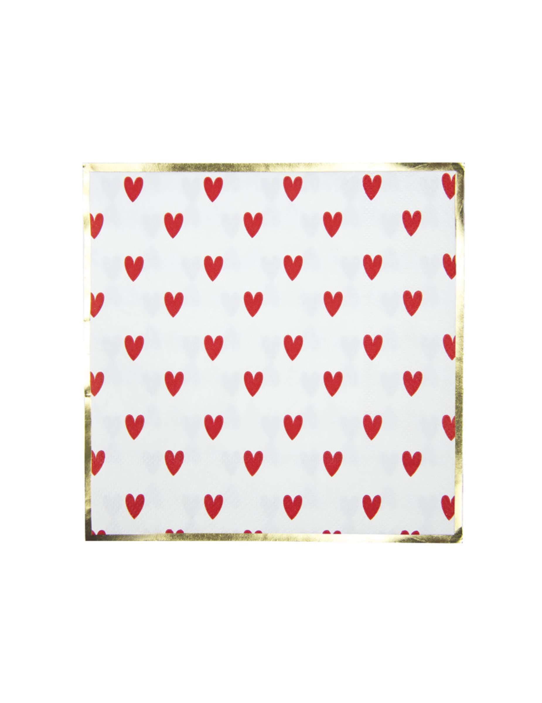 Serviettes en papier cœurs rouges pour fête blanches avec bordure dorée