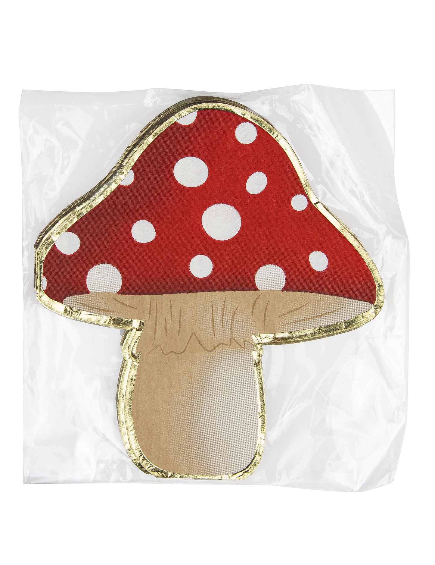 16 červeno-bielych papierových obrúskov v tvare húb s rozmermi 29 x 32 cm