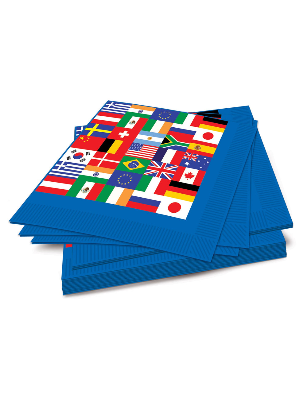 Serviettes drapeaux pays du monde pour fête bleues