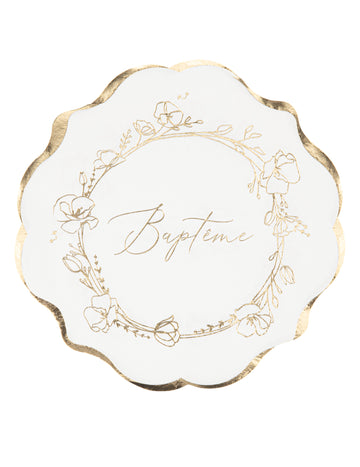 16 papierových obrúskov na krst, 33 x 33 cm zlaté kvety