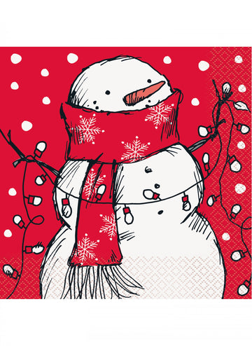 16 papierových servítok s motívom červeného snehuliaka 33 x 33 cm 