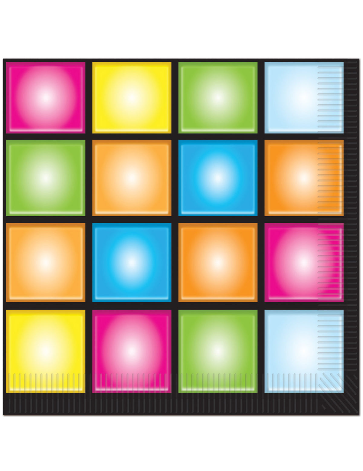 Serviettes en papier disco pour fête imprimé dancefloor multicolore