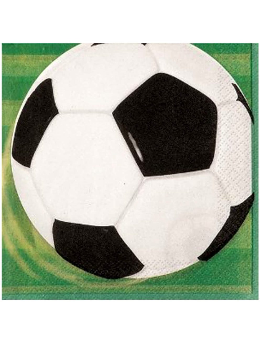 Papierové obrúsky futbalová lopta 3D čierna a biela na zelenom pozadí