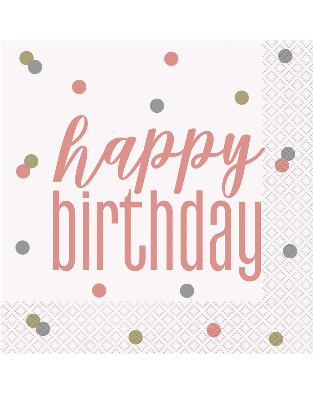 Papierové obrúsky Happy Birthday na narodeniny biele a ružové zlato