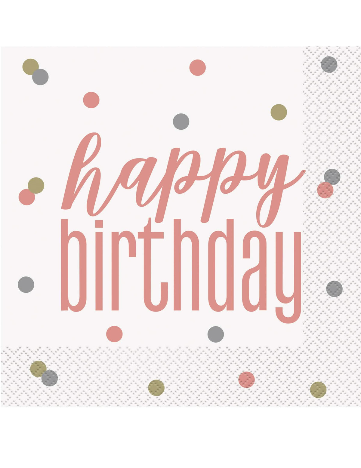 Papierové obrúsky Happy Birthday na narodeniny biele a ružové zlato