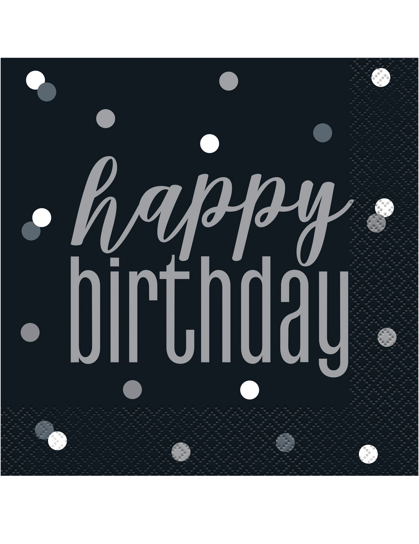 16 čiernosivých papierových obrúskov k narodeninám, 33 x 33 cm na narodeniny