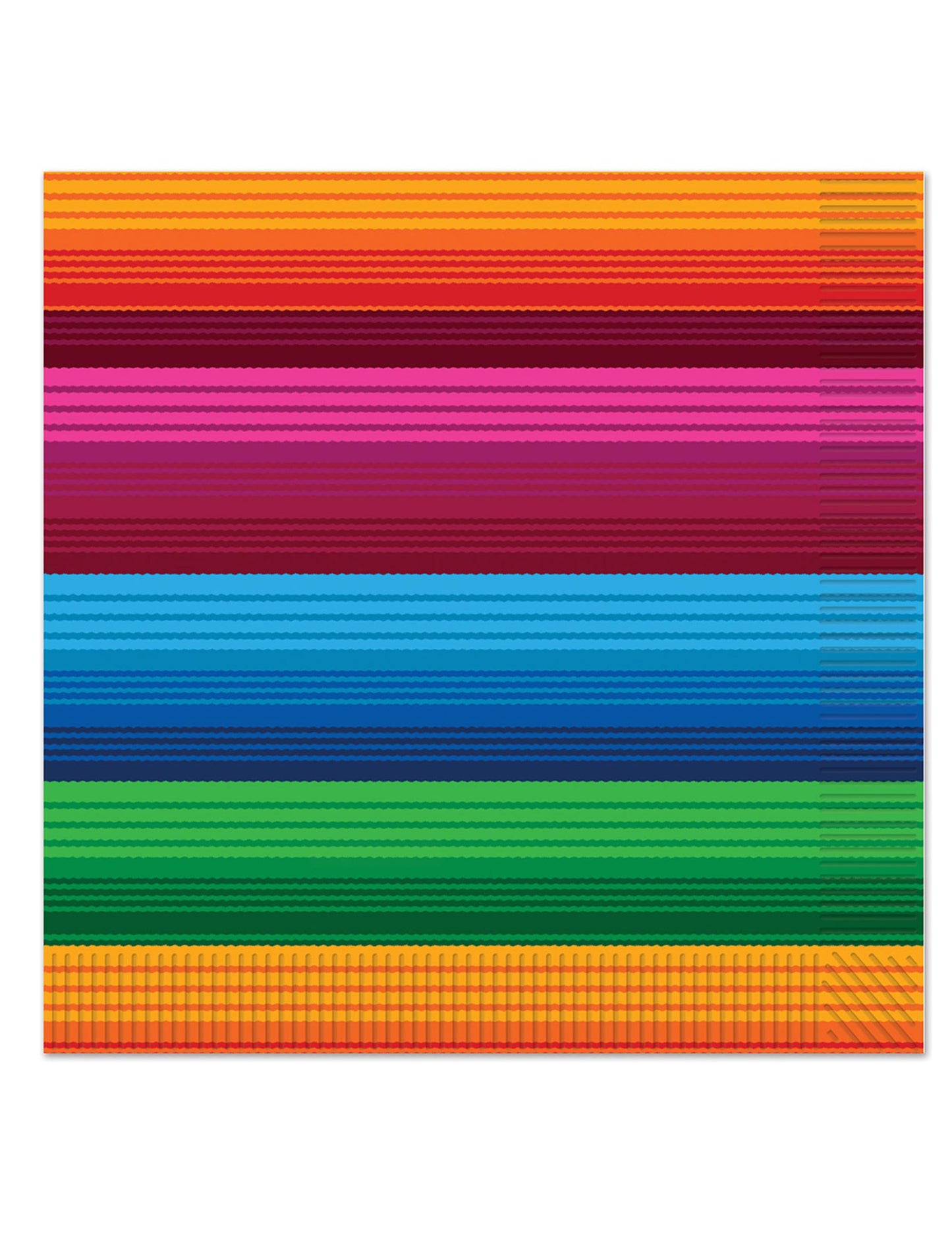 16 mexických papierových obrúskov 33 x 33 cm s viacfarebnými pruhmi