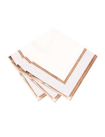 16 papierových obrúskov z ružového zlata z porcelánu s rozmermi 33 x 33 cm s barokovými motívmi