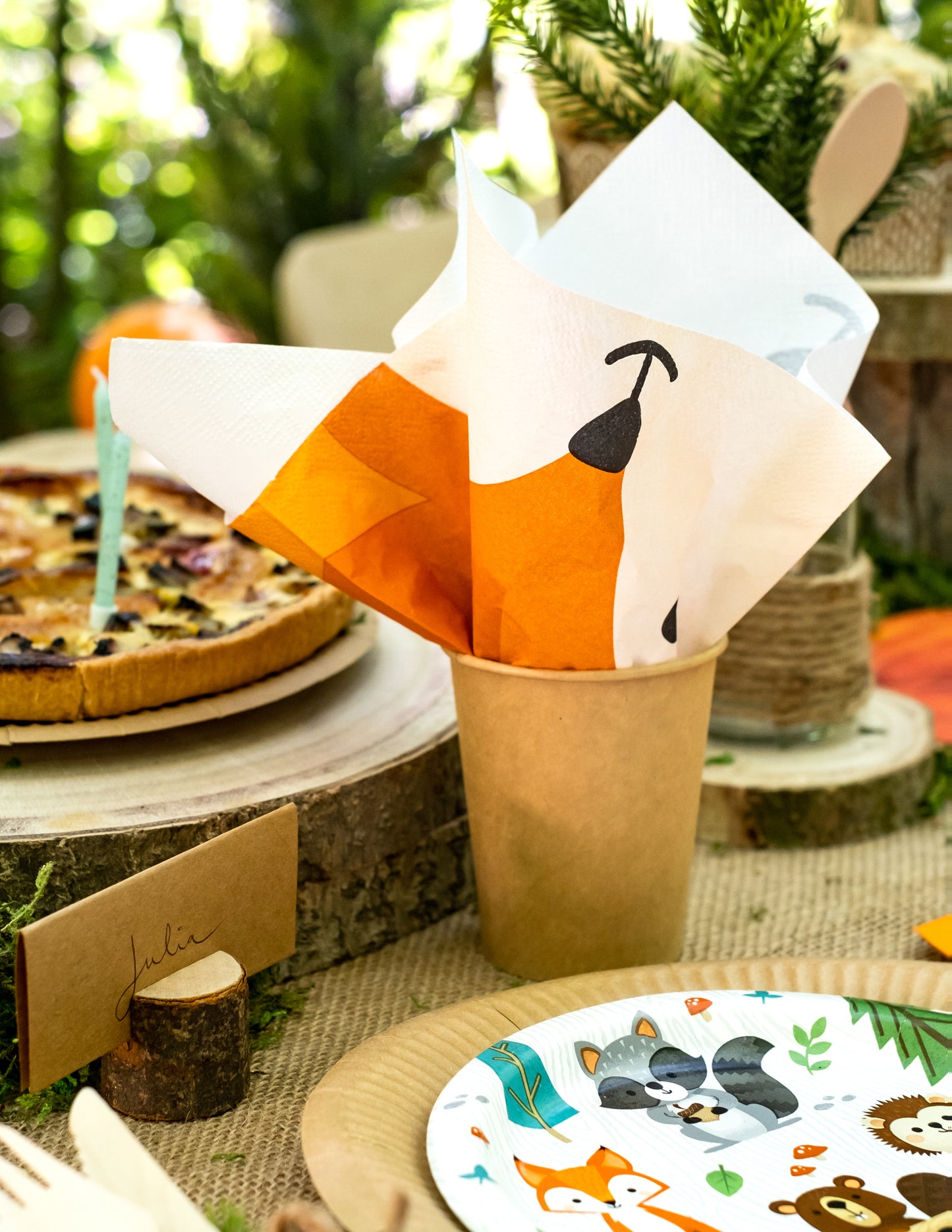 16 papierových obrúskov s líščou hlavou 33 x 33 cm na narodeniny