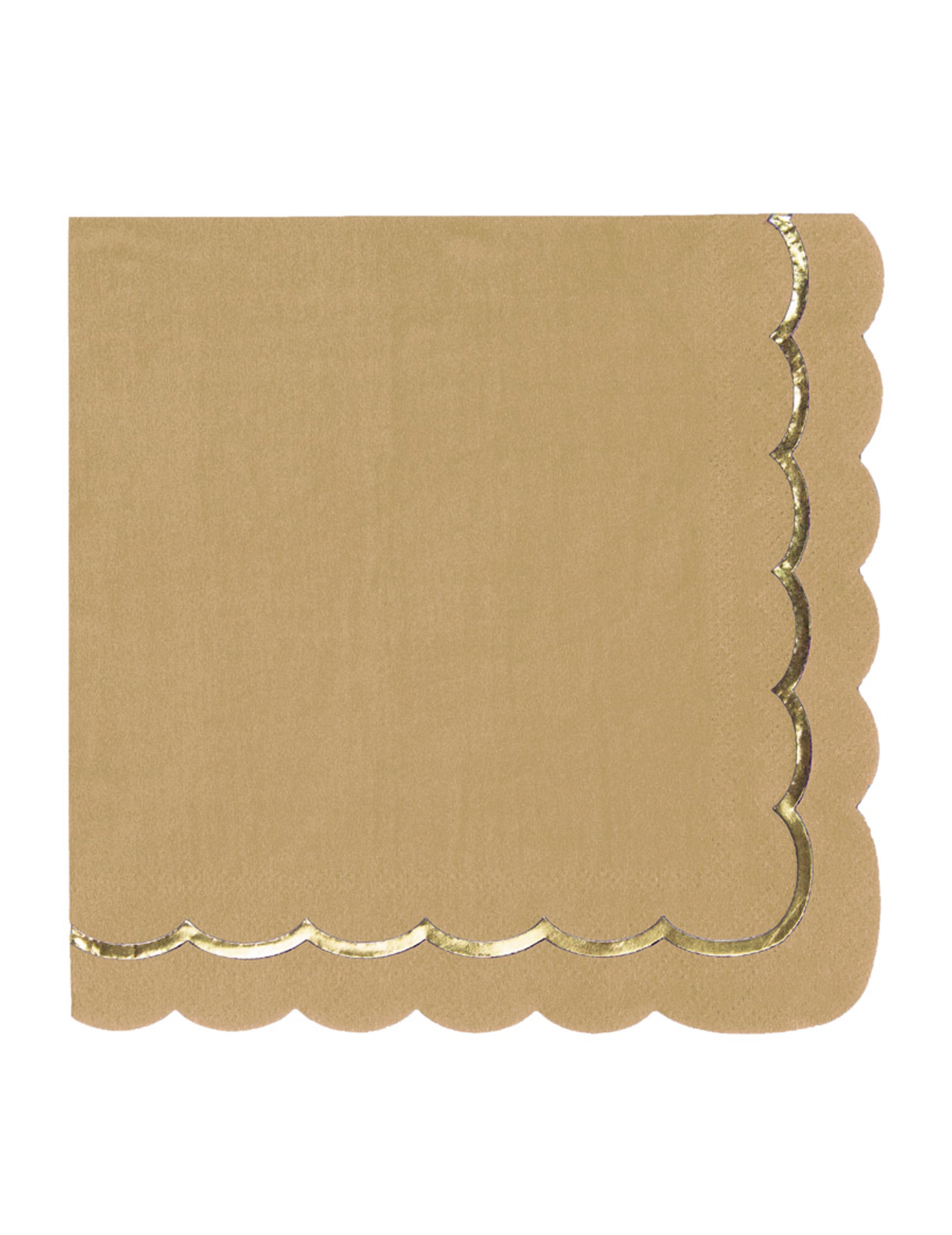Serviettes en papier festonnées kraft et or