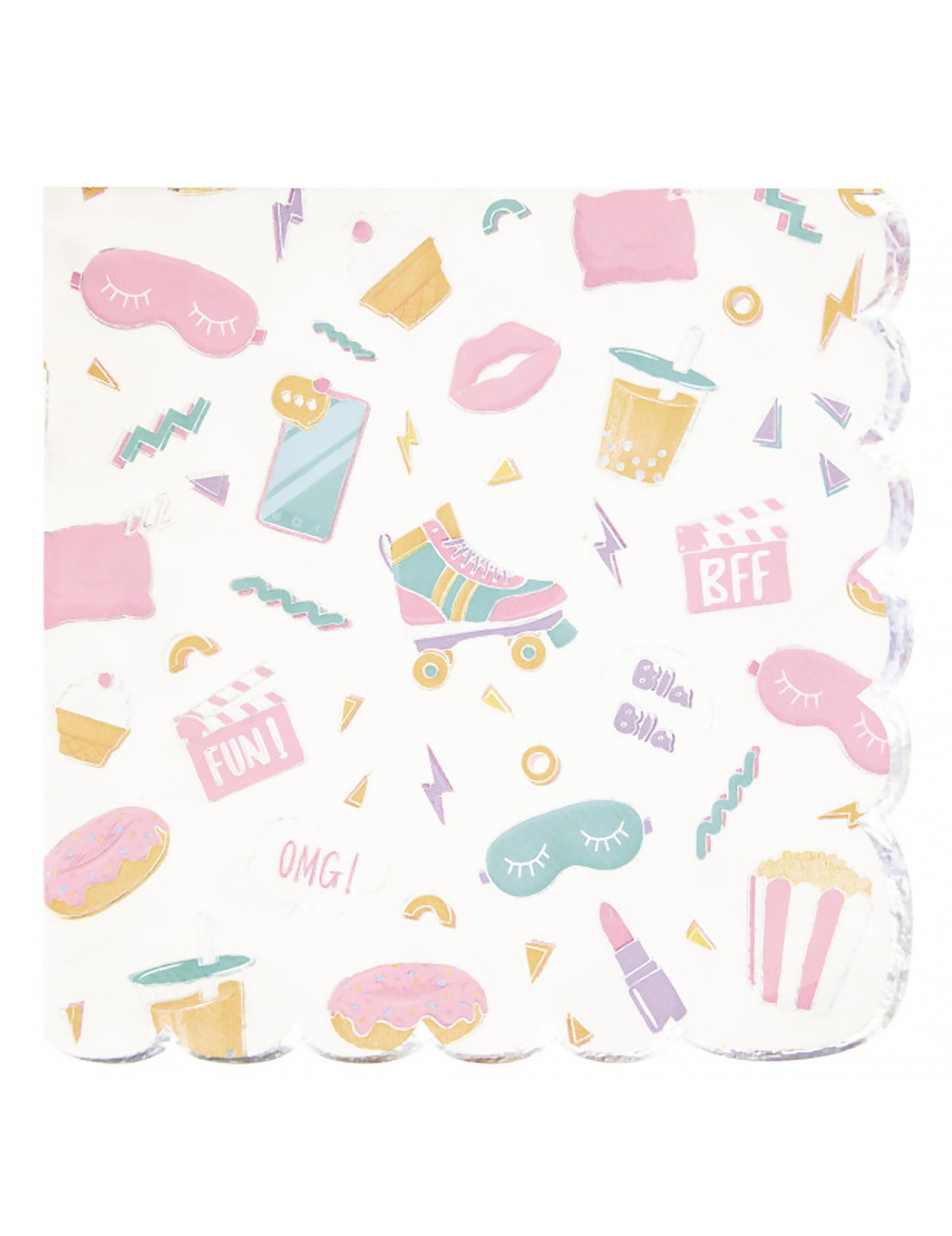 16 vrúbkovaných papierových obrúskov na pyžamovú párty, 33 x 33 cm dúhový