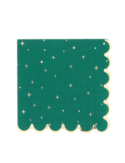 16 vianočných servítok Nadčasové Vianoce tmavozelená a zlatá 33 x 33 cm
