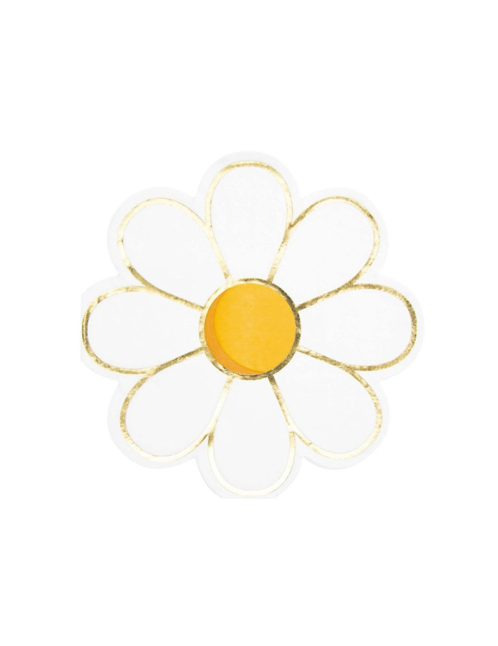 Serviettes Marguerite pour fête blanches avec cœur jaune et liseré doré