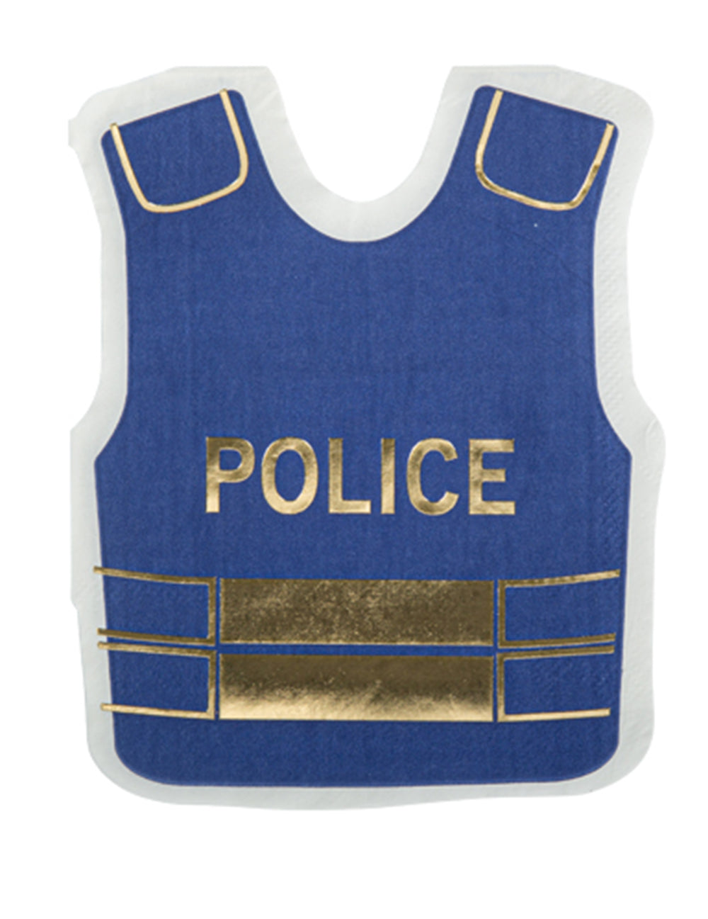 Serviettes en papier police pour enfant marine et or en forme de gilet