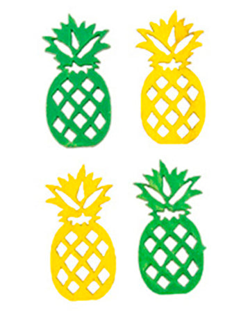 18 žltých a zelených drevených ananásov, 3,5 x 1,7 cm na dekoráciu stola