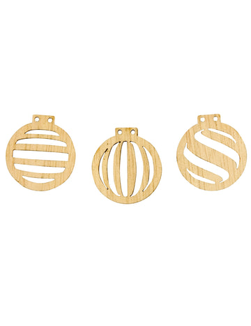 18 drevených vyrezávaných konfiet v tvare vianočných gúľ 2,5 x 2,3 cm 