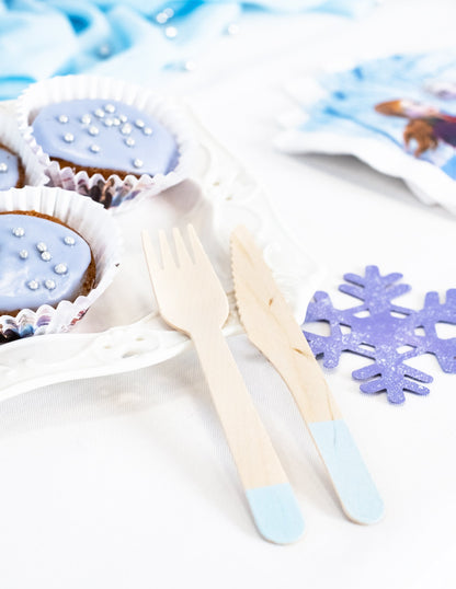 18 nebesky modrých drevených prestieraní 16 cm, gazdiná na párty