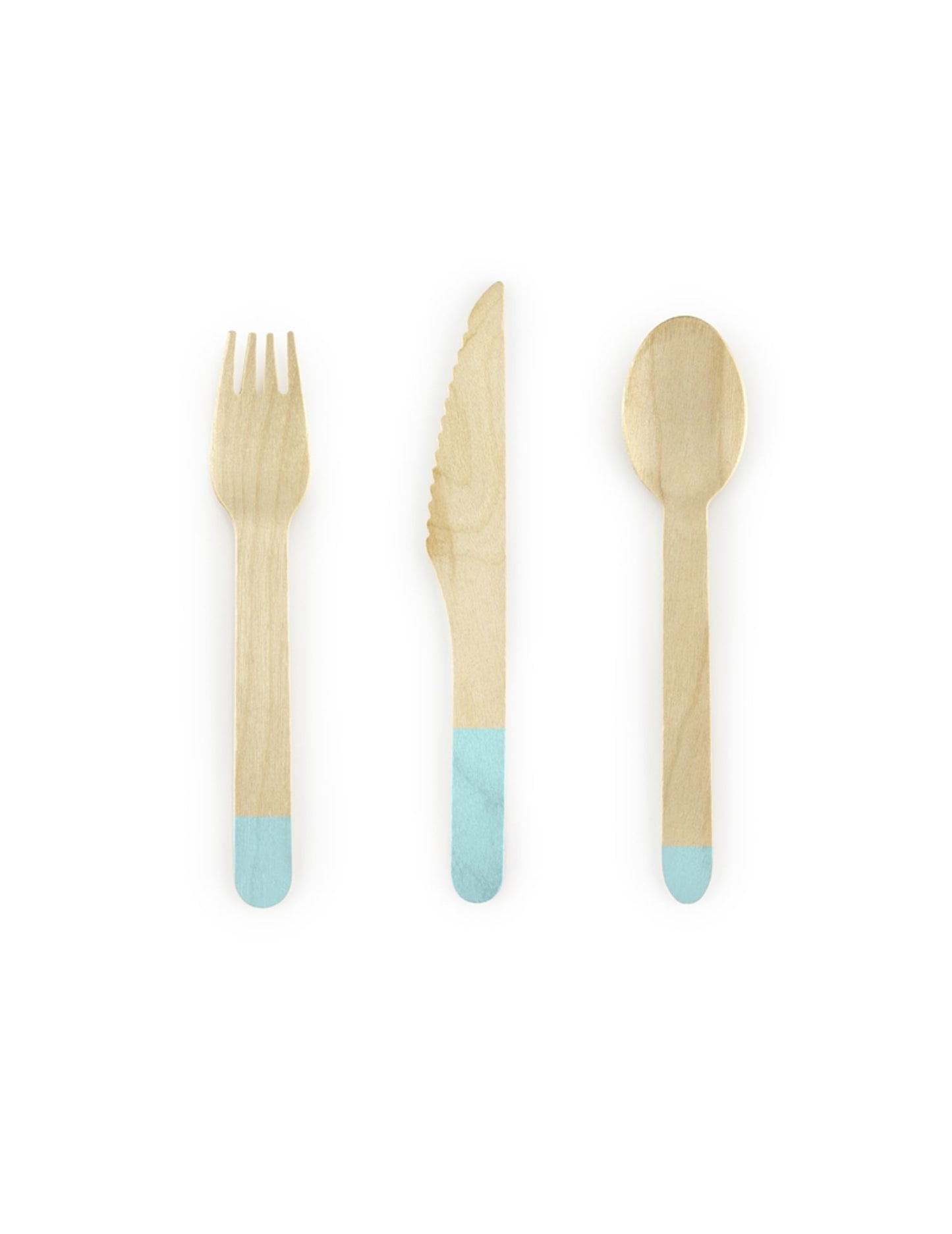 Couverts en bois pour fête menthe assortis