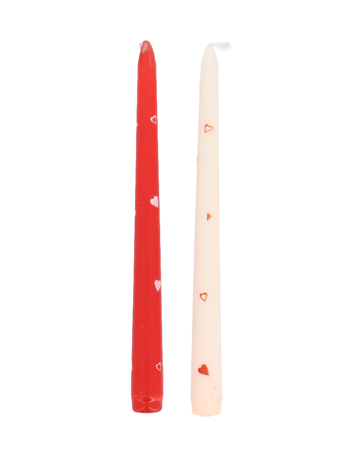 Bougies chandelles avec cœurs blanche et rouge