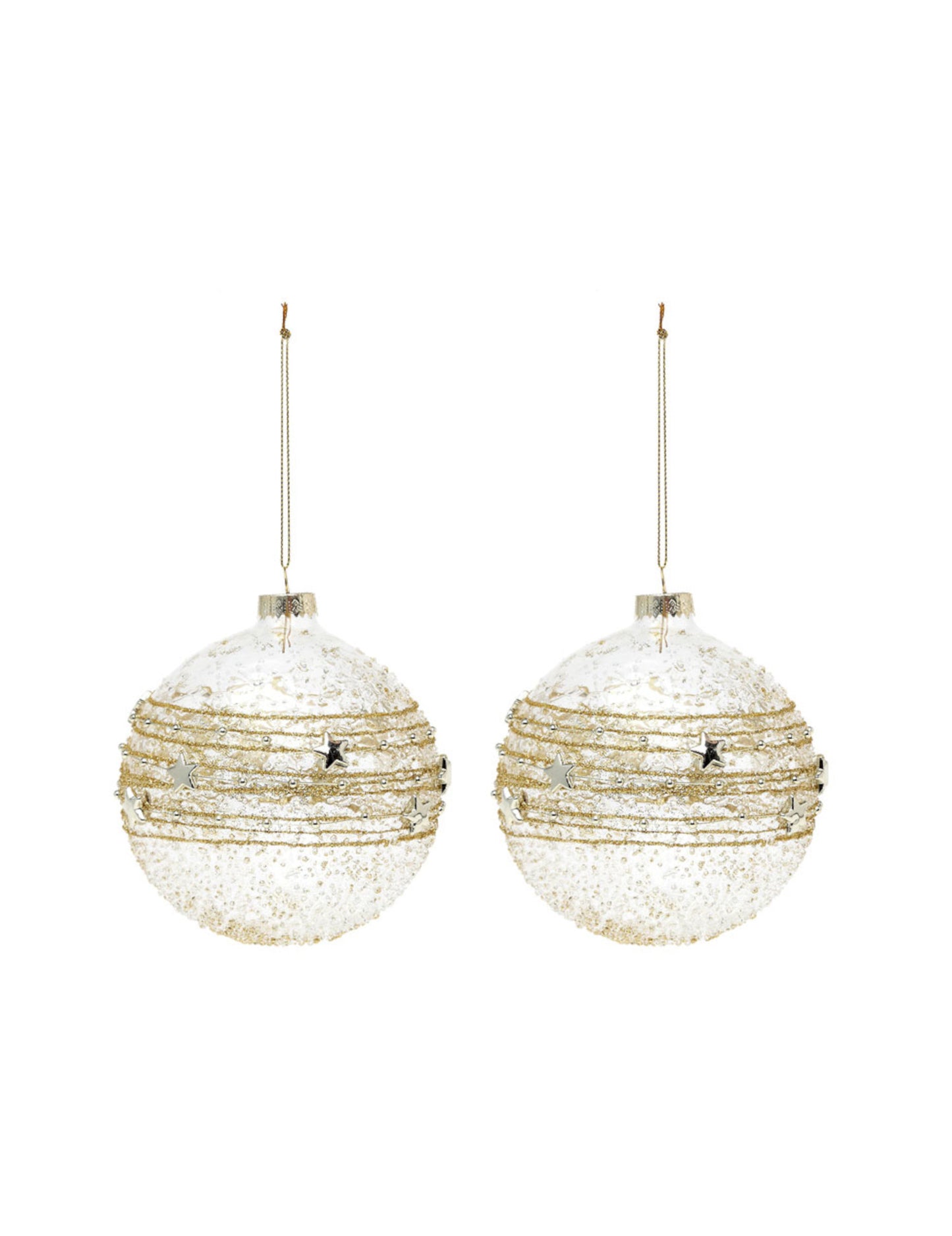 2 zlaté sklenené gule 10 cm Vianočná výzdoba