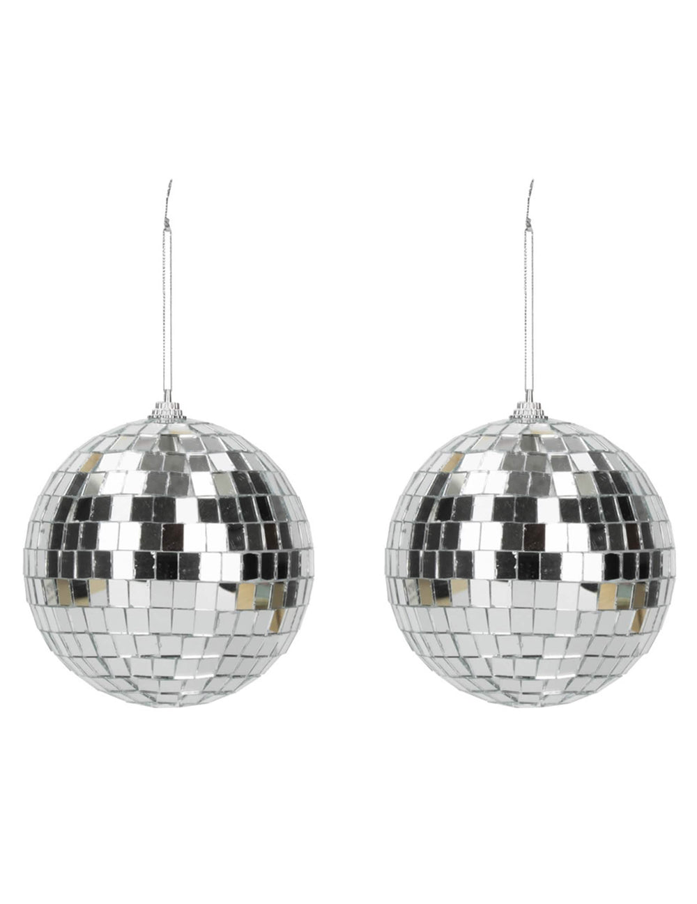 Lot de 2 boules disco pour fête argentées à facettes