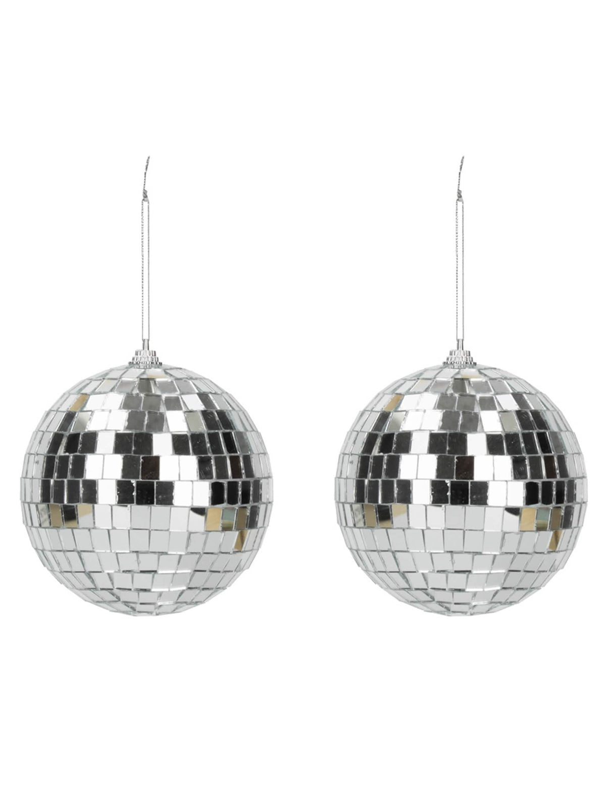 Lot de 2 boules disco pour fête argentées à facettes