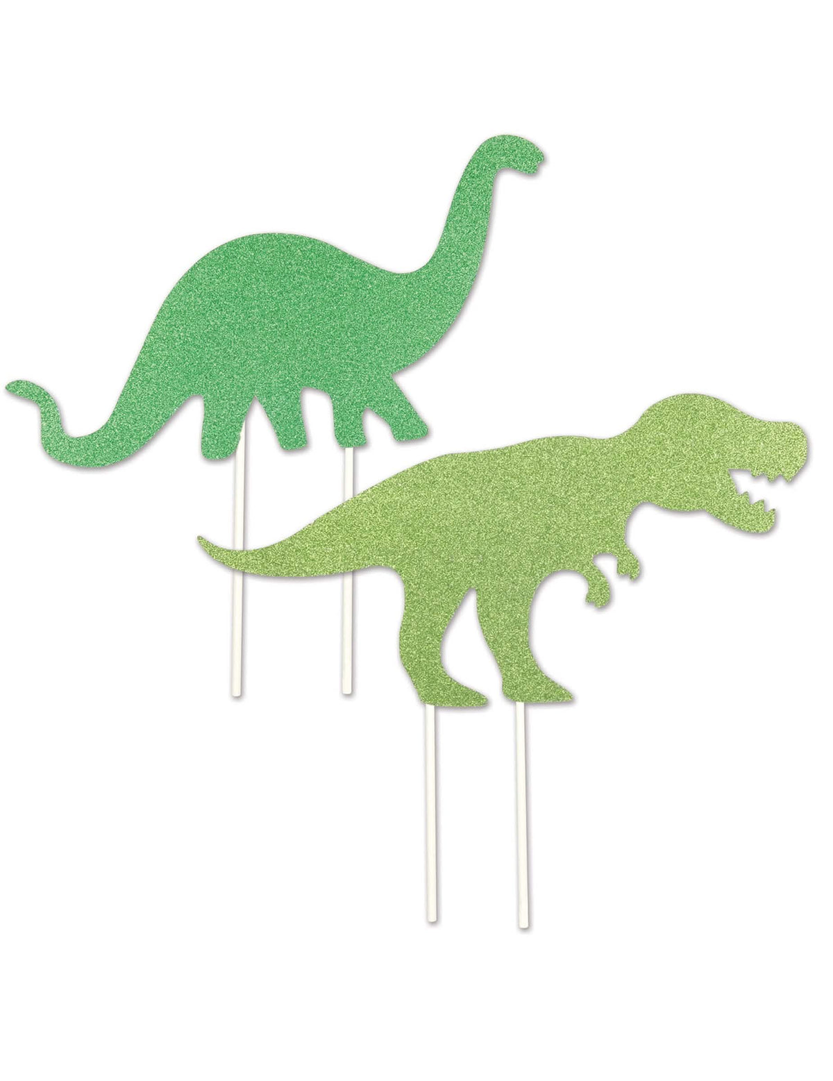 Plastové toppers s dinosaurmi na tortu zelená trblietavá