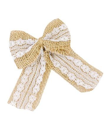 2 mašle z vrecoviny a čipky 12 x 9 cm svadba na vidieku