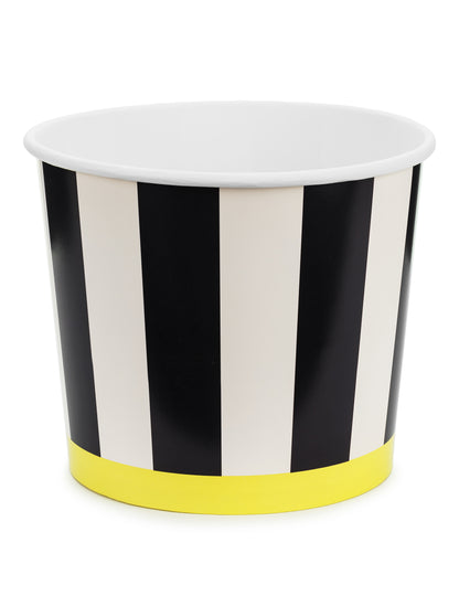 2 čiernobiele pruhované kartónové nádoby na občerstvenie 14 cm