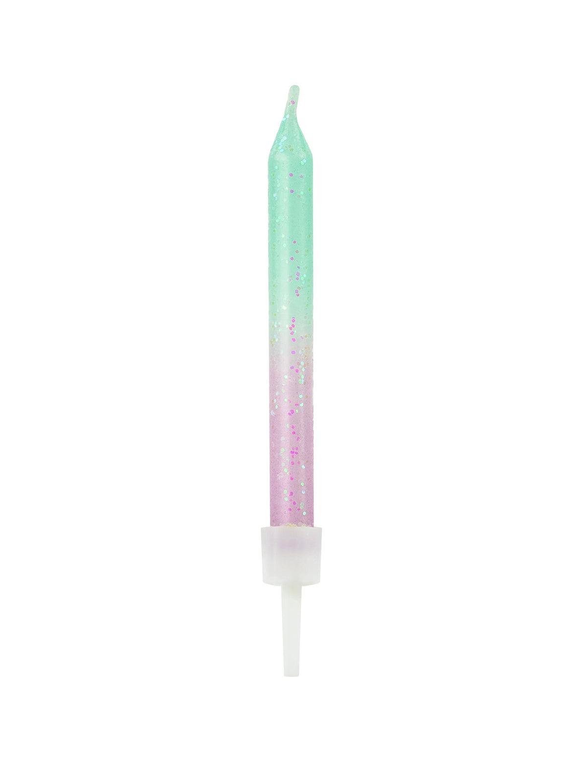 Bougies d'anniversaire iridescentes dégradé vert et rose pailleté