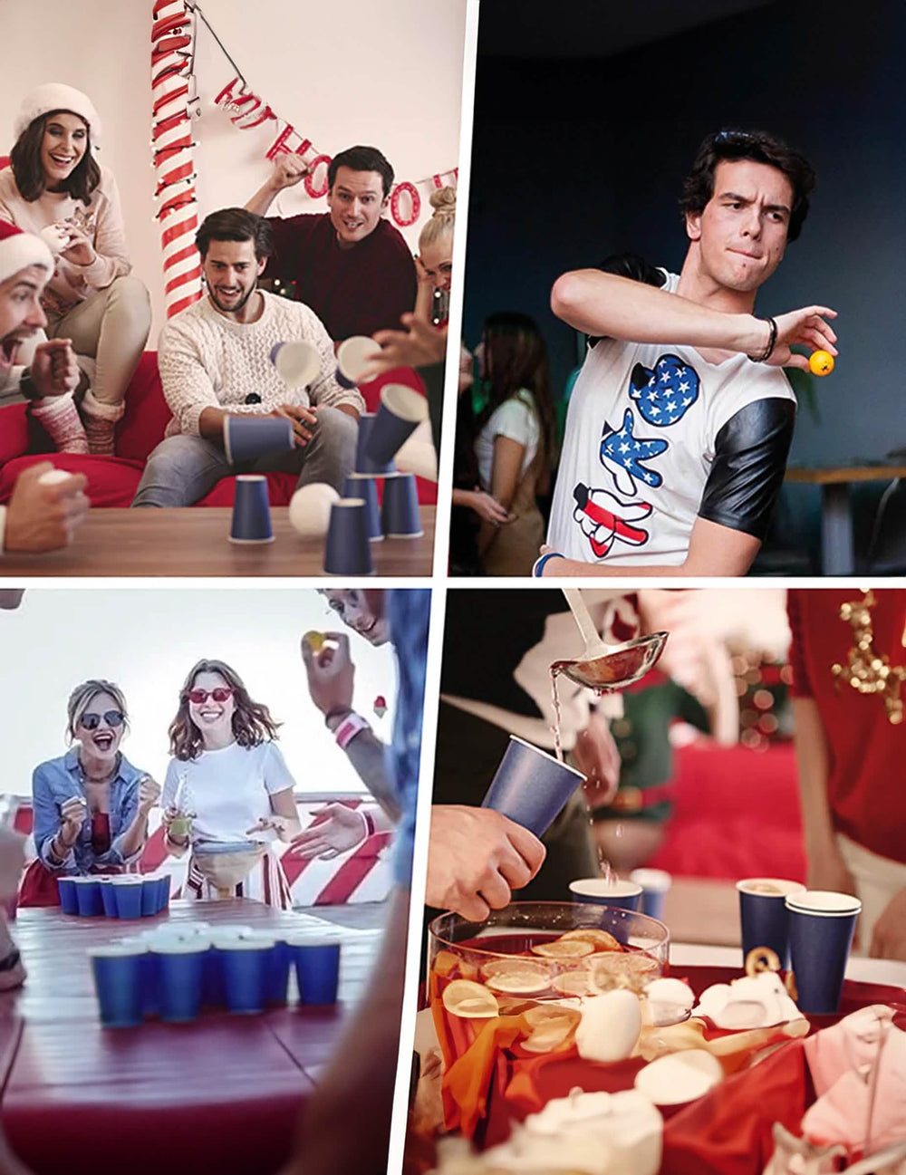 Gobelets américains carton recyclable pour fête bleus