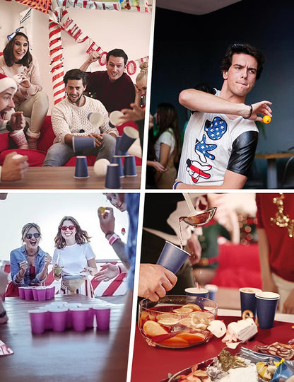 Mise en situation lors d'une soirée des gobelets américains en carton recyclable orange