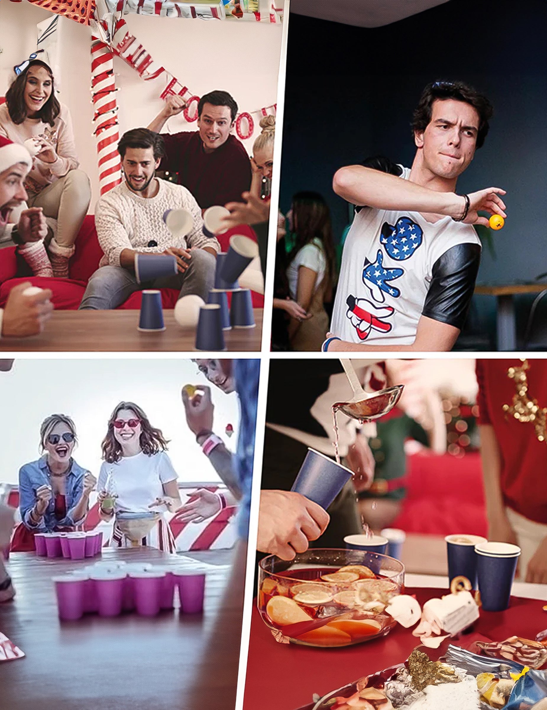 Mise en situation festive des 20 gobelets américains en carton recyclable verts