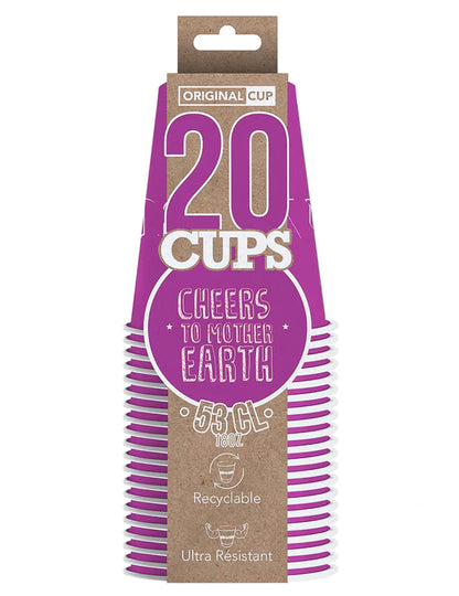 Gobelets américains carton recyclable pour fête violets 53cl