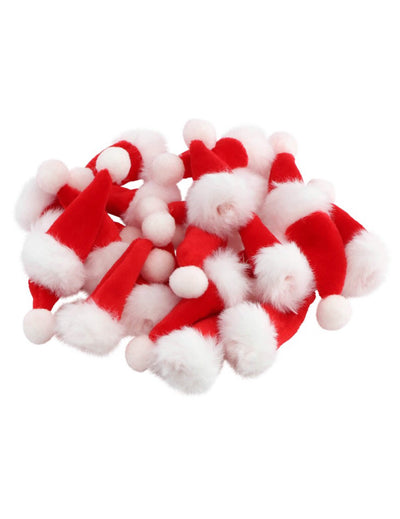 Sada 20 mini čiapky santa claus červených a bielych