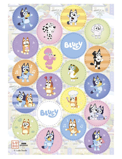20 mini jedlých diskov Bluey a Bingo™ 3,4 cm